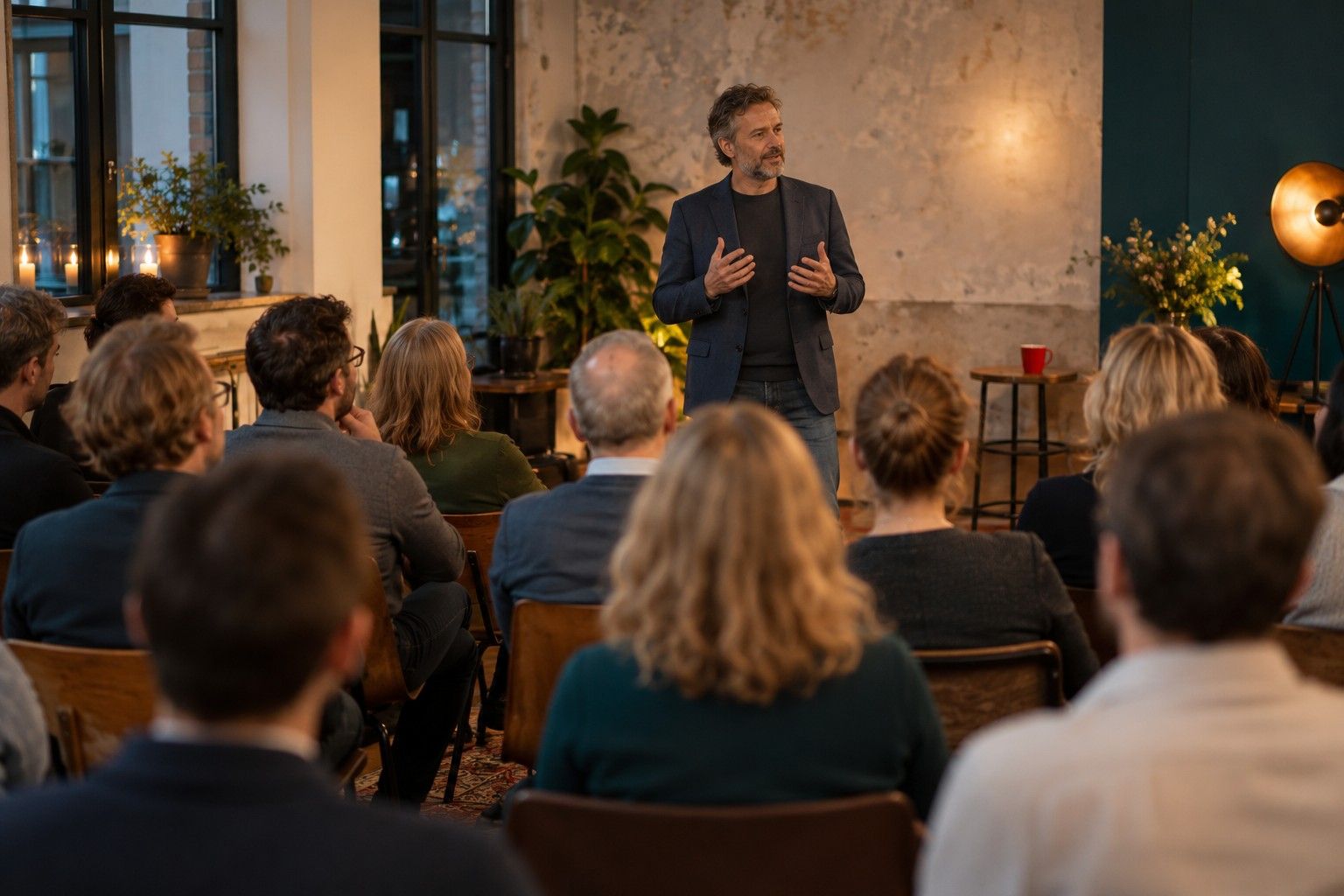 Vortrag eines Gastredners vor Clubmitgliedern